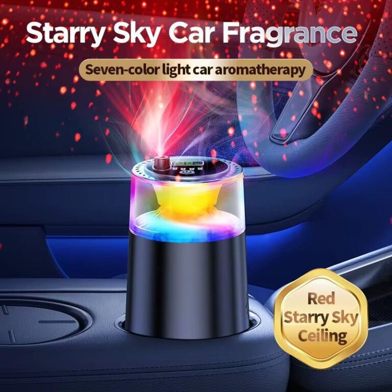"Smart Car Air Freshener with RGB Lights & Fog Effect – 360° Fragrance Diffuser, Odor Eliminator & Safe Aroma Diffuser for Cars" 🚗✨