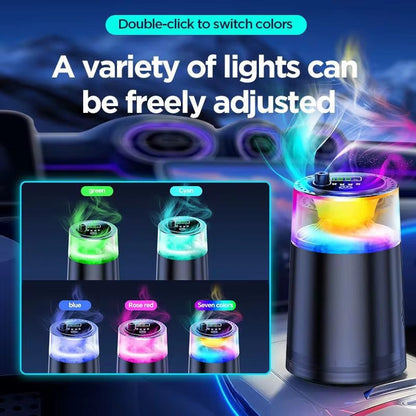 "Smart Car Air Freshener with RGB Lights & Fog Effect – 360° Fragrance Diffuser, Odor Eliminator & Safe Aroma Diffuser for Cars" 🚗✨